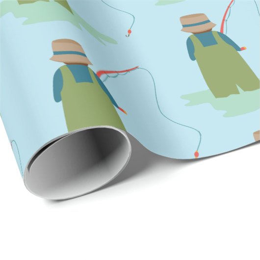 Muster für Fischereigewässer Geschenkpapier (Rolleneckpunkt)