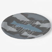 Muster für Fischfang Pappteller (Schrägansicht)