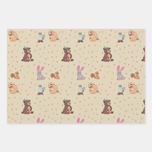 Muster für flache Herbstfälle/Herbsttiere Geschenkpapier Set (Vorderseite 3)