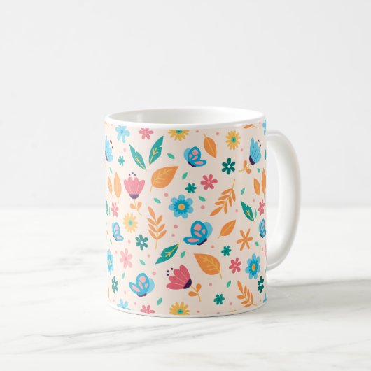 Muster für Flora und Fauna Kaffeetasse (VorderseiteRechts)