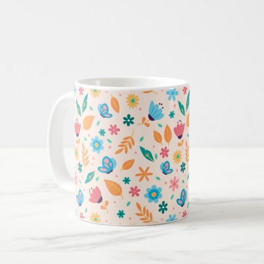 Muster für Flora und Fauna Kaffeetasse (Vorderseite Links)