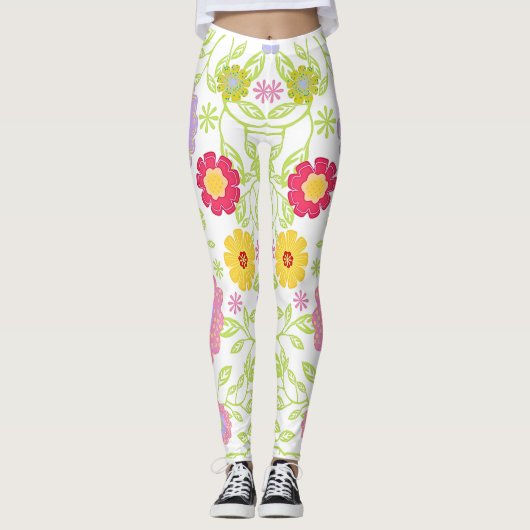 Muster für florale Kunstmalerei Leggings (Vorderseite)