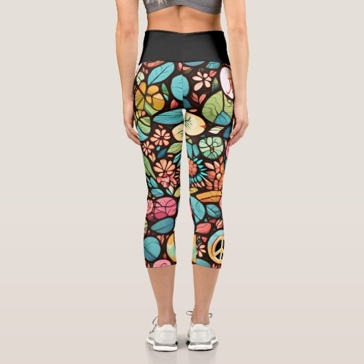 Muster für Friedenszeichen Capri Leggings (Rückseite)