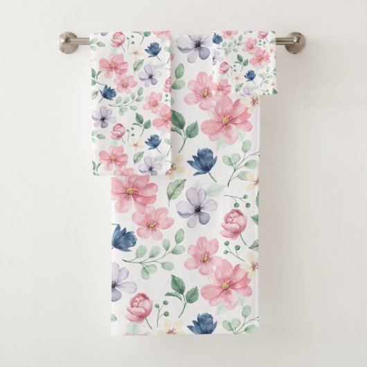 Muster für Frühlingsblumen und Blätter Badhandtuch Set (Insitu)