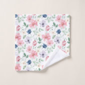 Muster für Frühlingsblumen und Blätter Badhandtuch Set (Waschlappen)