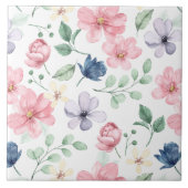 Muster für Frühlingsblumen und Blätter Fliese (Vorderseite)