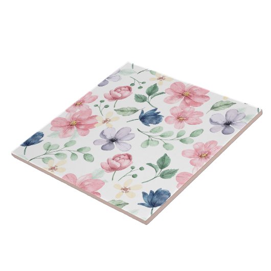 Muster für Frühlingsblumen und Blätter Fliese (Seite)