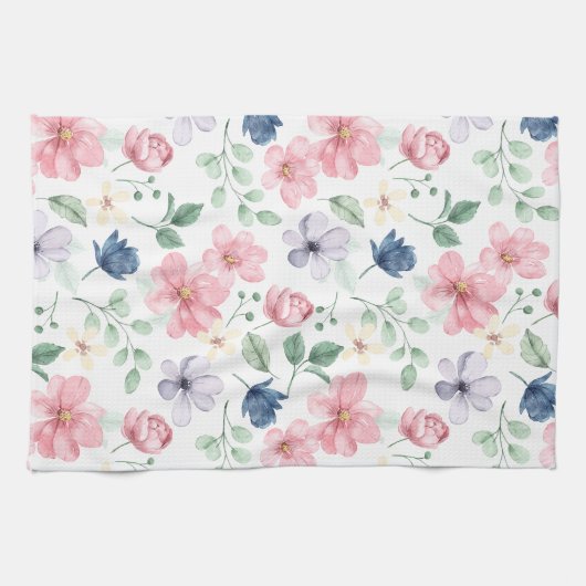 Muster für Frühlingsblumen und Blätter Geschirrtuch (Horizontal)