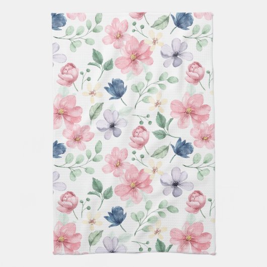 Muster für Frühlingsblumen und Blätter Geschirrtuch (Vertikal)