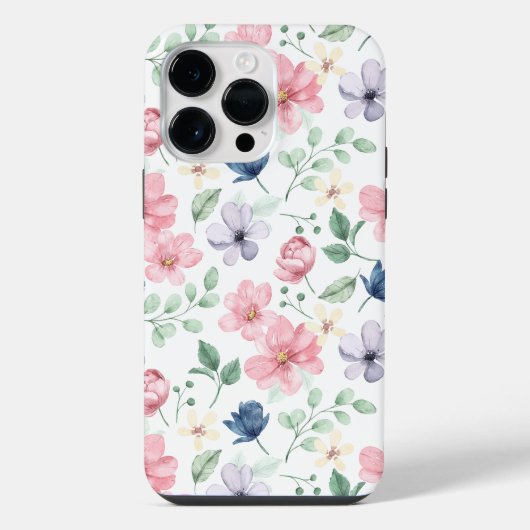 Muster für Frühlingsblumen und Blätter iPhone Hülle (Rückseite)