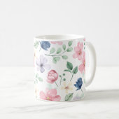 Muster für Frühlingsblumen und Blätter Kaffeetasse (VorderseiteRechts)