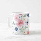 Muster für Frühlingsblumen und Blätter Kaffeetasse (Vorderseite Links)