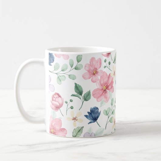 Muster für Frühlingsblumen und Blätter Kaffeetasse (Links)