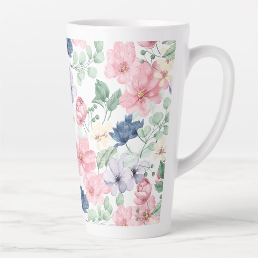 Muster für Frühlingsblumen und Blätter Milchtasse (Rechts)