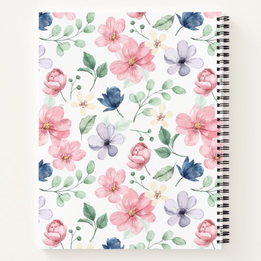 Muster für Frühlingsblumen und Blätter Notizblock (Rückseite)