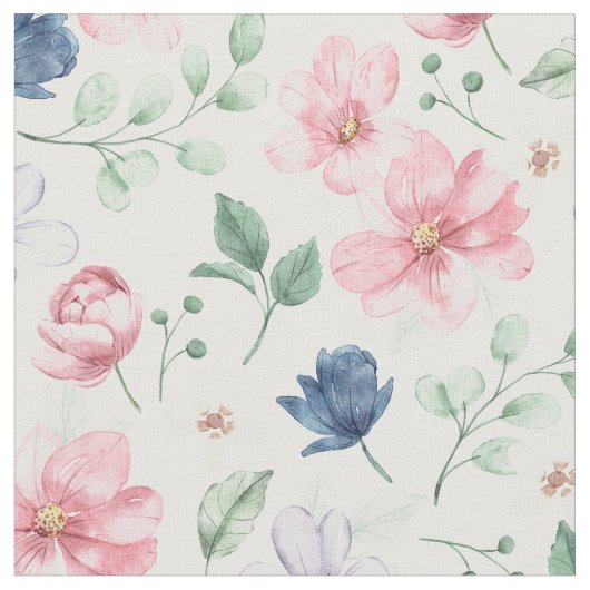 Muster für Frühlingsblumen und Blätter Stoff (Nahaufnahme)