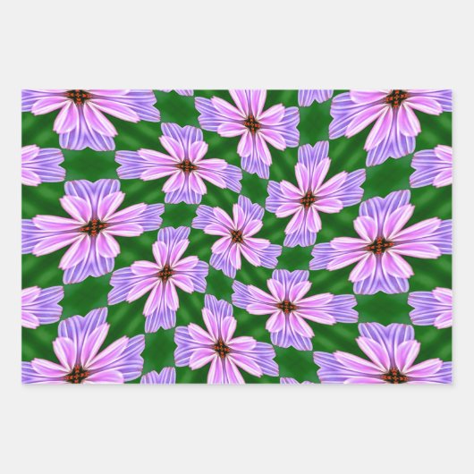 Muster für funkelnd rosa Blume Geschenkpapier Set (Vorderseite)