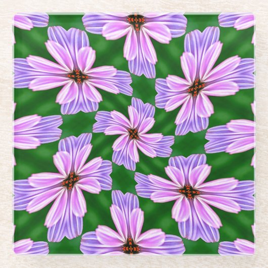 Muster für funkelnd rosa Blume Glasuntersetzer (Vorderseite)