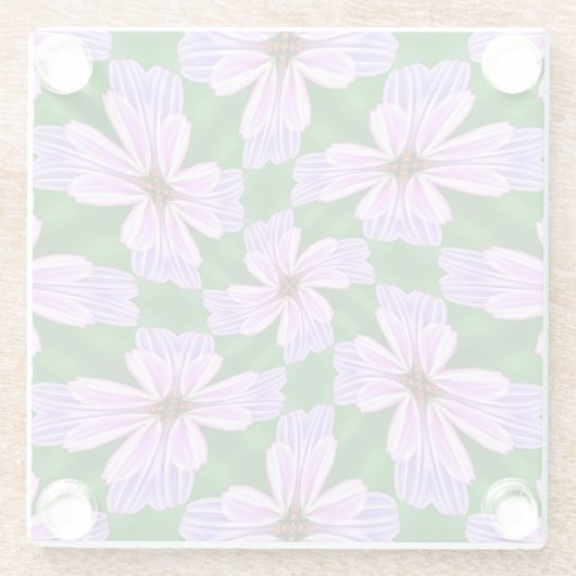 Muster für funkelnd rosa Blume Glasuntersetzer (Rückseite)