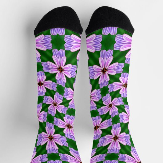 Muster für funkelnd rosa Blume Socken (Oben)
