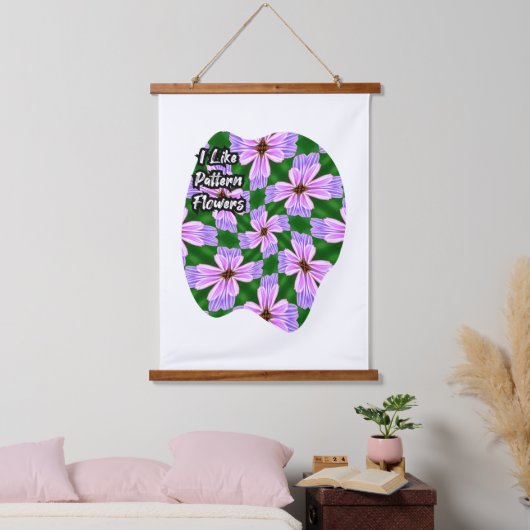 Muster für funkelnd rosa Blume Wandteppich Mit Holzrahmen (Schlafzimmer)