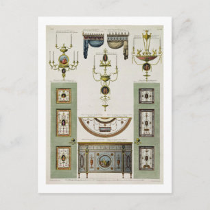 Muster für Gardinen, Girandolen und Foldi Postkarte