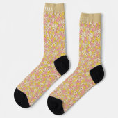 Muster für gelb-weiß-rosa Blume Socken (Linkes Detail)