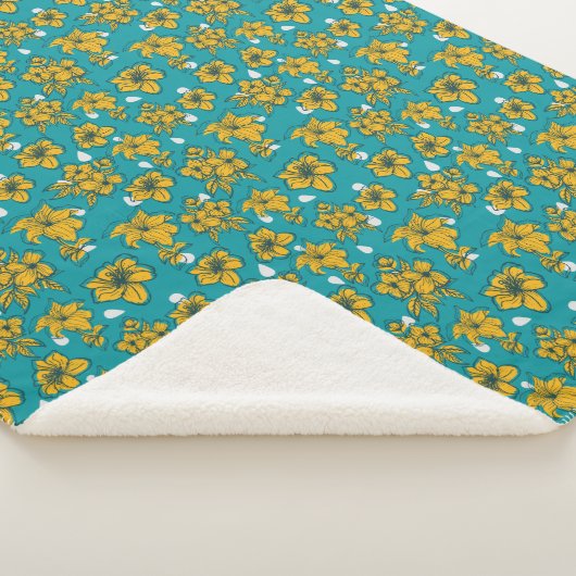 Muster für gelbe Aquamarine Blume Sherpadecke (3/4)