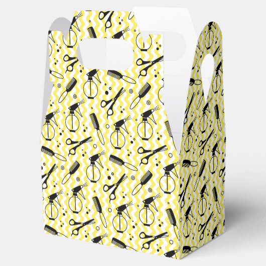 Muster für gelbe Friseur Geschenkschachtel (Geöffnet)