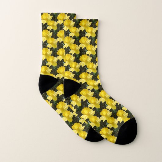 Muster für gelbe Frühlingsdaffodila-Floral-Fotogra Socken (Paar)