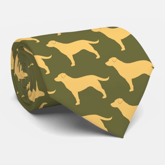 Muster für gelbe Labrador-Retriever-Silhouetten Krawatte (Gerollt)