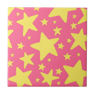 Muster für gelbe rosa geometrische Sterne Fliese