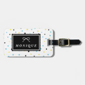 Muster für gelbe und blaue Konfetti Gepäckanhänger (Vorderseite horizontal)