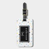 Muster für gelbe und blaue Konfetti Gepäckanhänger (Vorderseite vertikal)