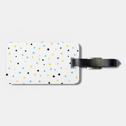 Muster für gelbe und blaue Konfetti Gepäckanhänger (Rückseite horizontal)