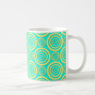 Muster für gelbe und minzgrüne geometrische Kreise Kaffeetasse