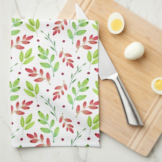 Muster für gemischte rote, grüne Blätter Geschirrtuch (Viertel Falte)