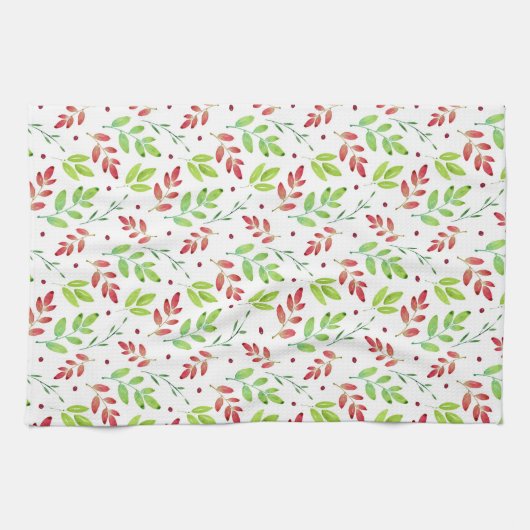 Muster für gemischte rote, grüne Blätter Geschirrtuch (Horizontal)