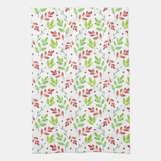 Muster für gemischte rote, grüne Blätter Geschirrtuch (Vertikal)