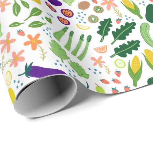 Muster für Gemüse und Früchte Geschenkpapier (Rolleneckpunkt)