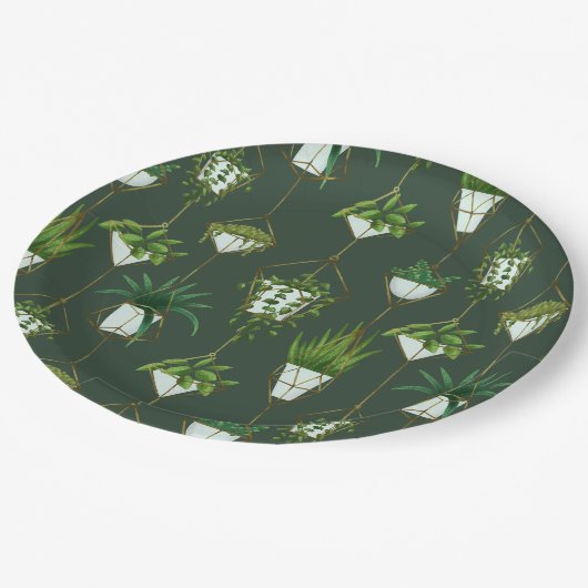 Muster für geometrische Hanging-Haushaltspflanze Pappteller (Schrägansicht)