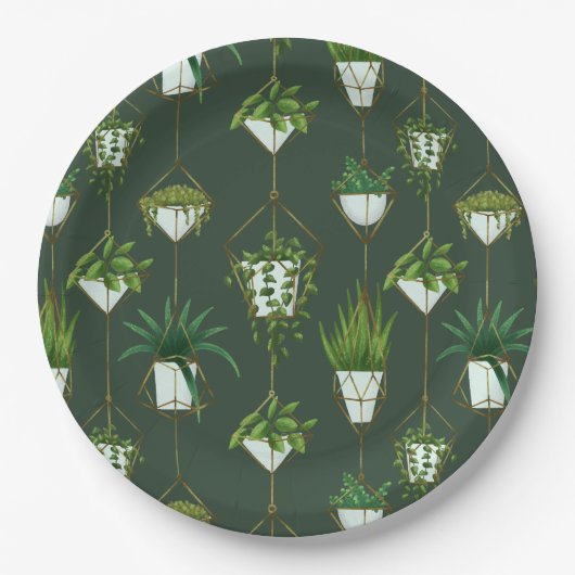 Muster für geometrische Hanging-Haushaltspflanze Pappteller (Vorderseite)