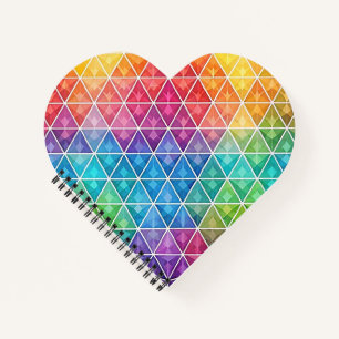 Muster für geometrische Herzrainbow-Farben Notizblock