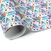 Muster für geometrische tropische Blume Geschenkpapier (Rolleneckpunkt)