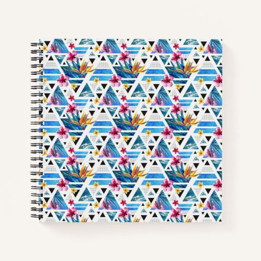 Muster für geometrische tropische Blume Notizbuch (Vorderseite)