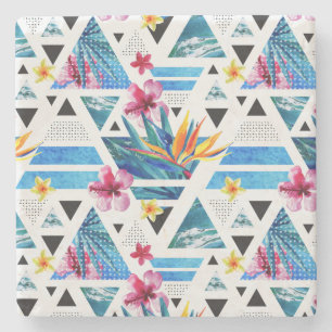 Muster für geometrische tropische Blume Steinuntersetzer