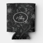 Muster für gezeichnete florale Kontur Grau/schwarz Dosenkühler (Vorderseite)