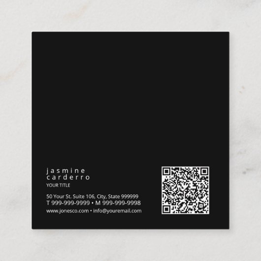 Muster für gezeichnete florale Kontur Grau/schwarz Quadratische Visitenkarte (Rückseite)