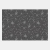Muster für gezeichnete florale Kontur Gray/Wht/Bk Geschenkpapier Set (Vorderseite)