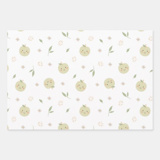 Muster für glückliche Äpfel - Set für Papier (Vorderseite)